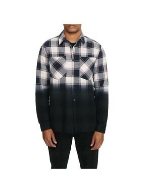 ELEVEN Paris Mens BNWOT Plaid Ombre Flannel Shirt Button Up New